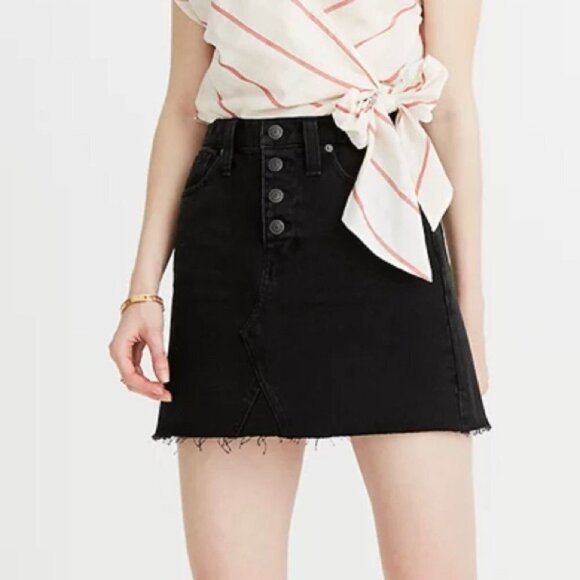 Madewell Rigid  Denim A-Line Mini Skirt Lunar Wash Button-Front Edition Size 25 - Picture 1 of 10